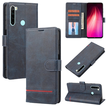 Dark blue-gray leather wallet flip phone case with card slots and magnetic fold-over closure