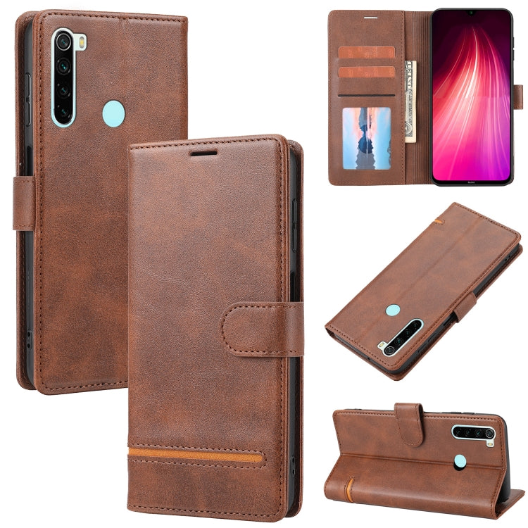 Brown leather wallet flip phone case with card slots and side camera cutout