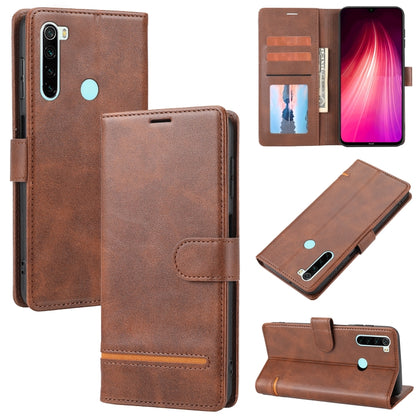 Brown leather wallet flip phone case with card slots and side camera cutout