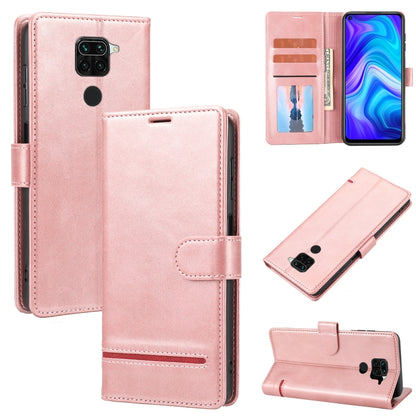 Light pink leather wallet flip phone case with card slots and camera cutout