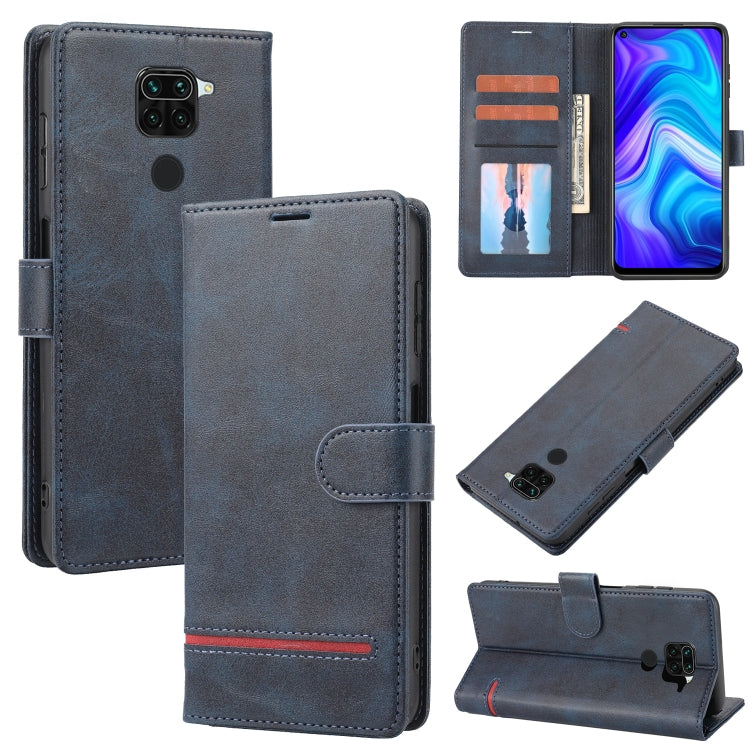Blue-gray leather wallet flip phone case with card slots and camera cutout