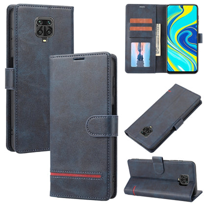 Blue leather wallet flip phone case with card slots, inner holder, and magnetic cover