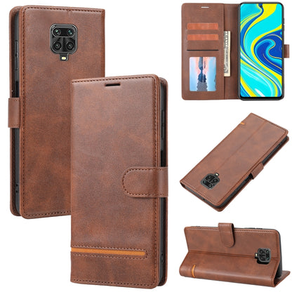 Brown leather wallet flip phone case with card slots, inner holder, and magnetic cover