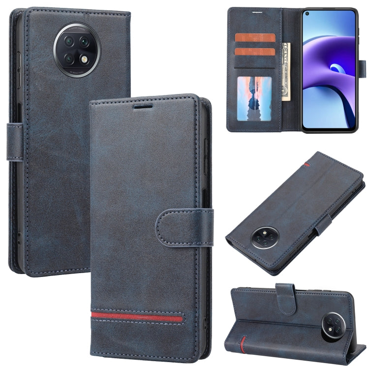 Navy-blue leather wallet flip phone case with card slots, inner holder, and magnetic cover