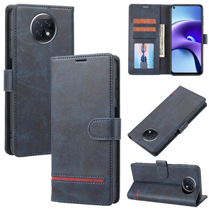 Navy-blue leather wallet flip phone case with card slots, inner holder, and magnetic cover