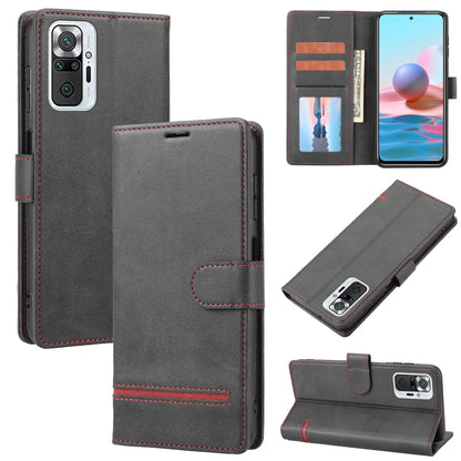 Dark gray wallet flip leather phone case with card slots and secure side strap closure