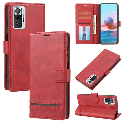 Red wallet flip leather phone case with card slots and secure side strap closure