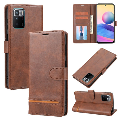 Brown leather wallet flip phone case with card slots and phone stand