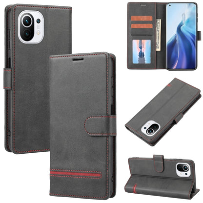 Dark gray leather wallet flip phone case with card slots and magnetic closure