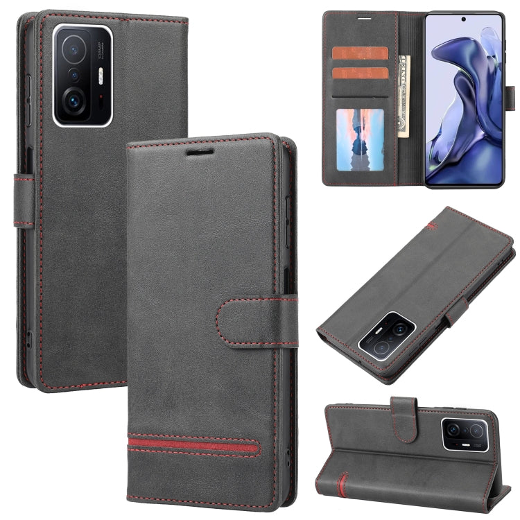 Dark gray leather wallet flip phone case with card holder and stand, camera cutout