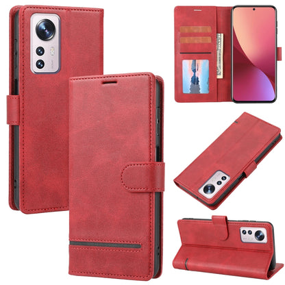 Red leather wallet flip phone case with card slots and magnetic folio closure.