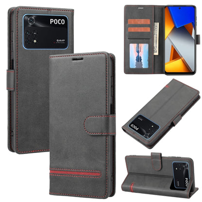Dark gray leather wallet flip phone case with card slots and magnetic closure