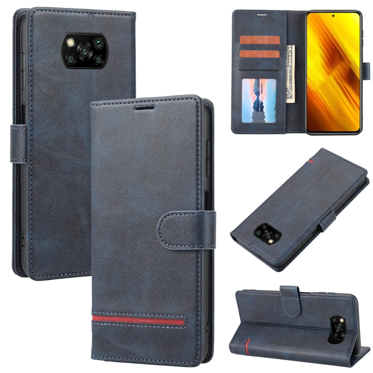 Navy blue leather wallet flip phone case with card slots and magnetic closure