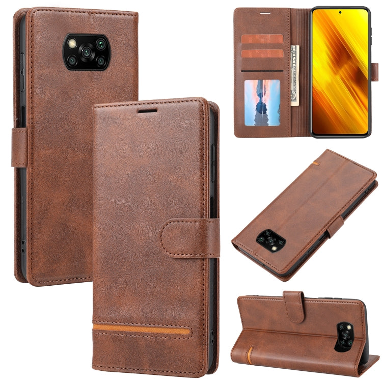Brown leather wallet flip phone case with card slots and magnetic closure