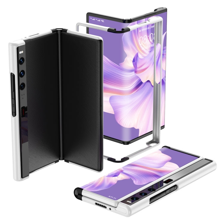 Ultra-thin folding phone case, white outer panels with black textured center