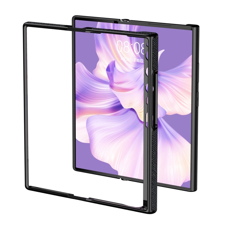 Black ultra-thin phone case with textured sides and camera cutouts for foldables