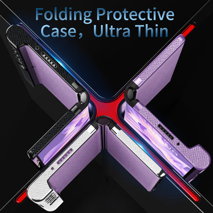Folding protective phone case with textured grip and hinge, multi-panel design