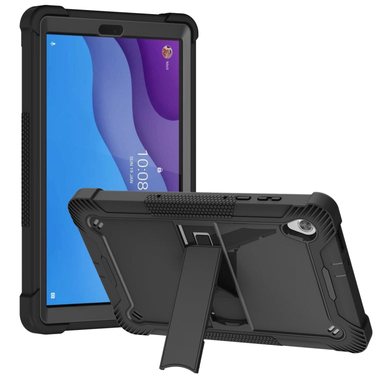 Black silicone tablet case with built-in stand and reinforced corners