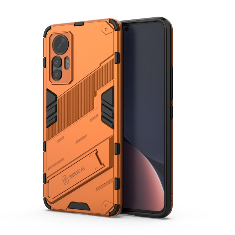 Orange punk armor phone case with built-in holder for Xiaomi 12 Lite