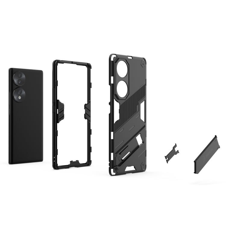 Rugged 2-in-1 case parts set with back and side frames, black