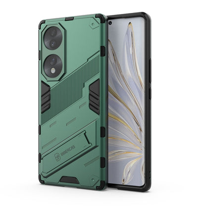 Rugged 2-in-1 shockproof case, dual-camera cutouts, green