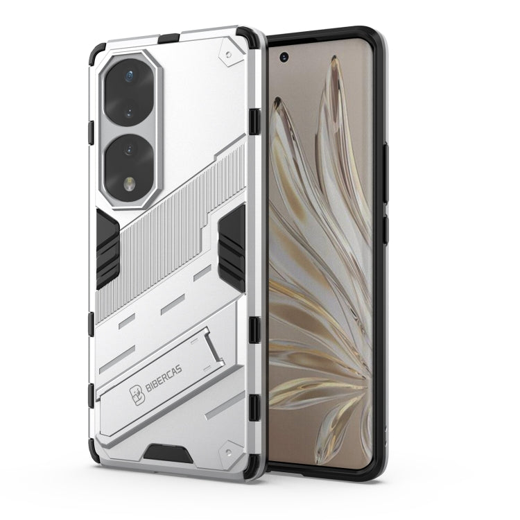 Rugged phone case, white hard shell with dual camera cutouts and shockproof armor