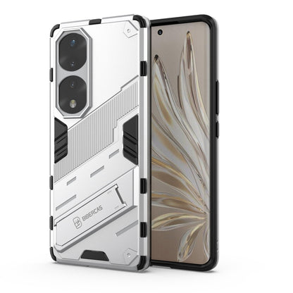 Rugged phone case, white hard shell with dual camera cutouts and shockproof armor