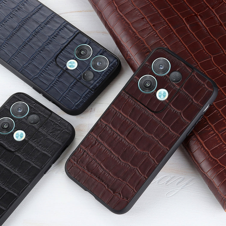 Crocodile-texture leather phone cases in black, blue, brown, and burgundy