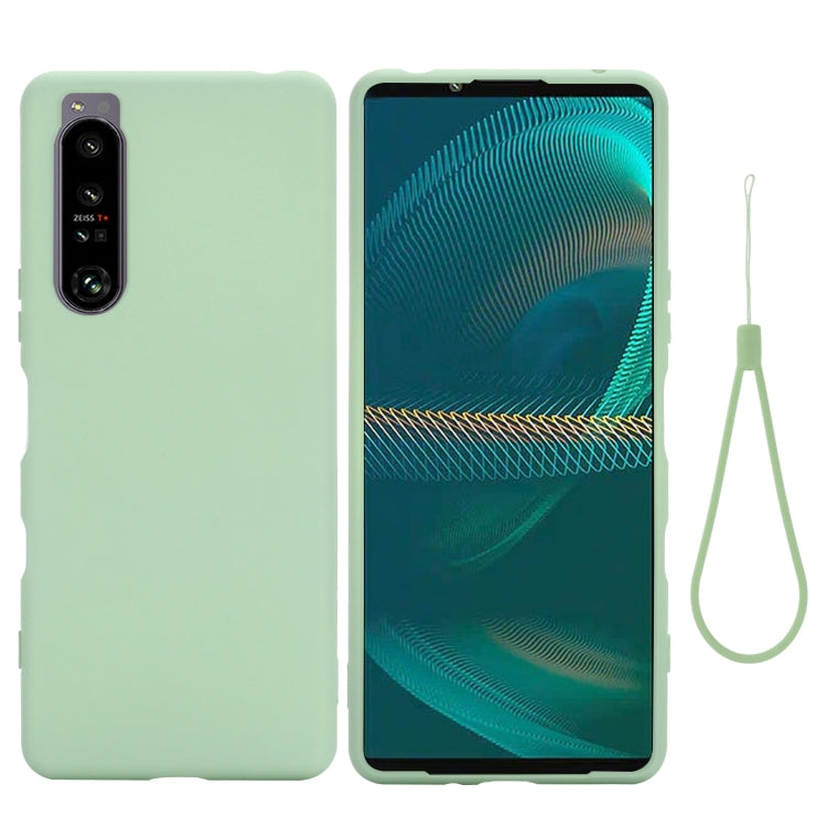 Light green shockproof silicone phone case for Sony Xperia 1 IV, back and front view