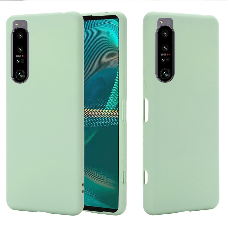 Light green shockproof silicone phone case for Sony Xperia 1 IV, back view and front