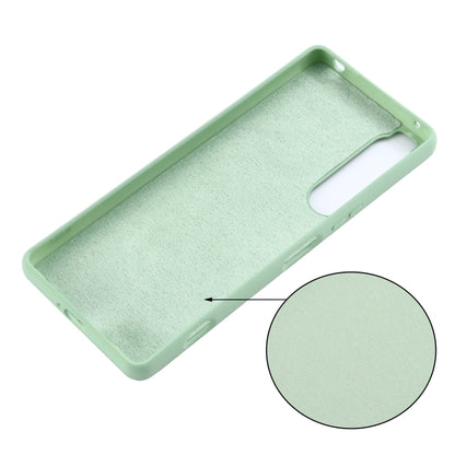 Light green silicone phone case for Sony Xperia 1 IV, textured back padding detail