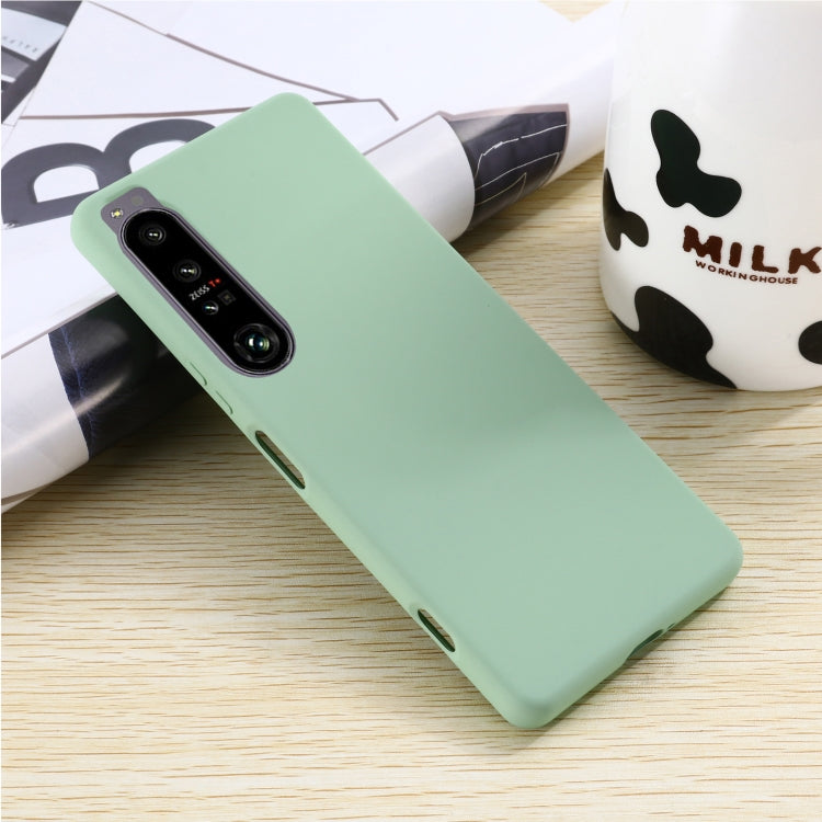 Light green shockproof silicone phone case for Sony Xperia 1 IV, angled side button cutouts