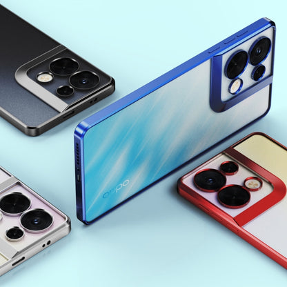 Set of blue and other colored frosted phone cases with camera cutouts for OPPO Reno8