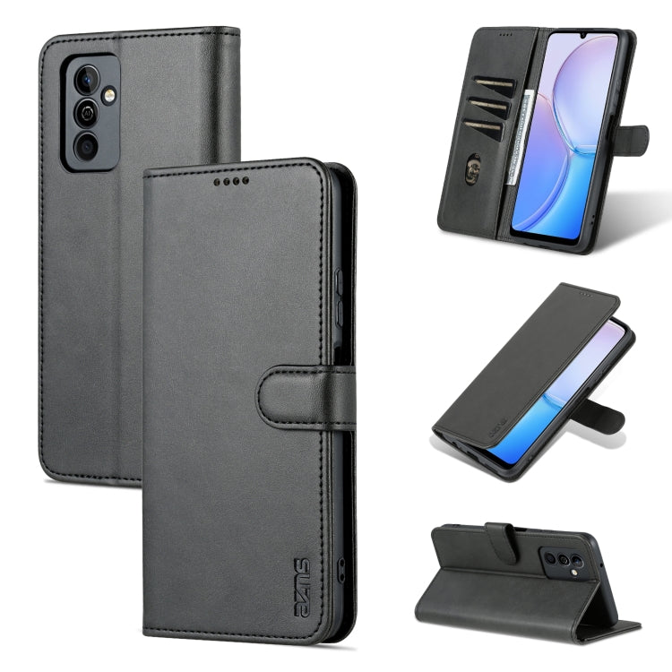 Dark gray flip leather phone case with stitched front flap and built-in stand