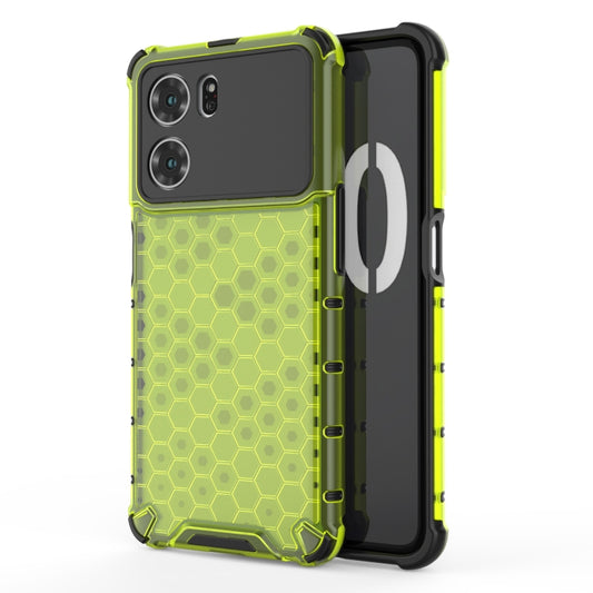 Shockproof honeycomb PC + TPU phone case, green with dual-layer drop protection