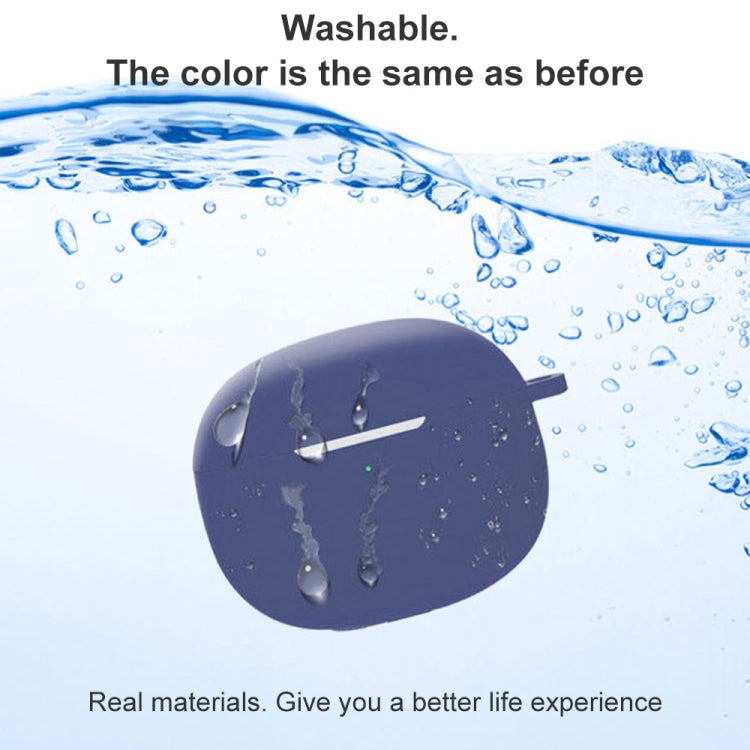 Blue silicone earphone case with water droplets on the cover