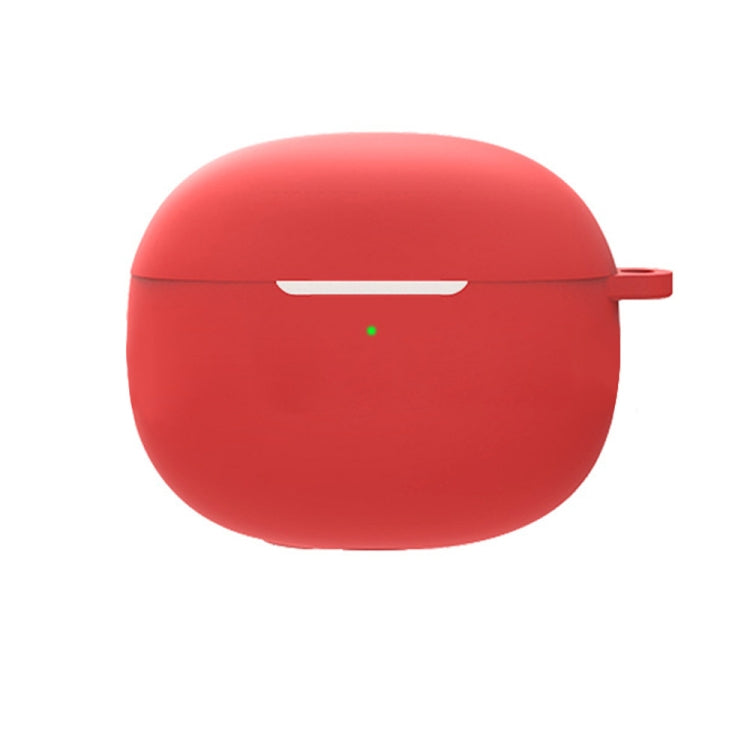 Red silicone earphone protective case with lanyard loop and indicator cutout