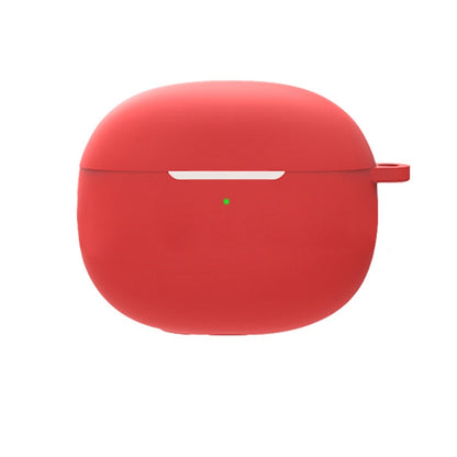 Red silicone earphone protective case with lanyard loop and indicator cutout