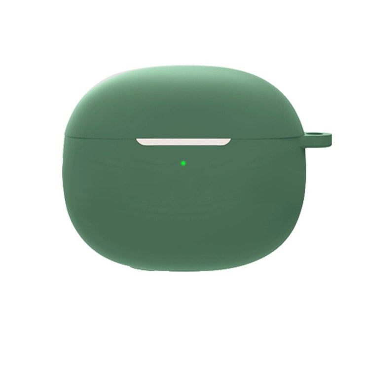 Dark green silicone earphone protective case with lanyard loop and charging slot
