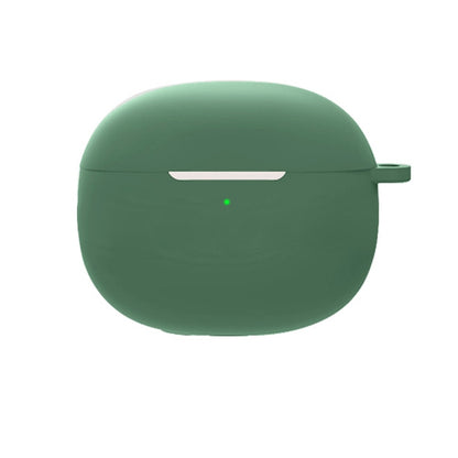 Dark green silicone earphone protective case with lanyard loop and charging slot