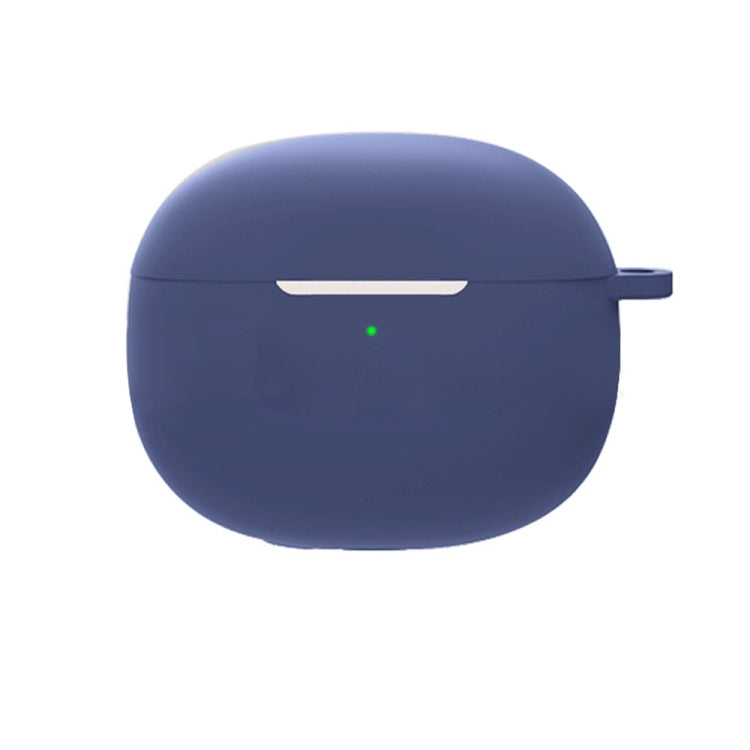 Blue silicone earphone protective case with side hook and charging cutout
