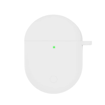 White silicone earphone protective case with side hook and charging cutout