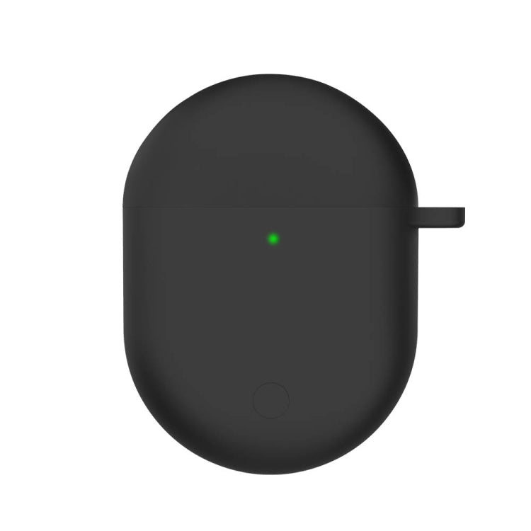 Black silicone earphone protective case with side hook and charging cutout