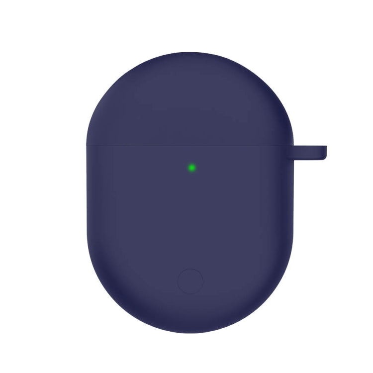 Navy silicone earphone protective case with side hook and charging cutout