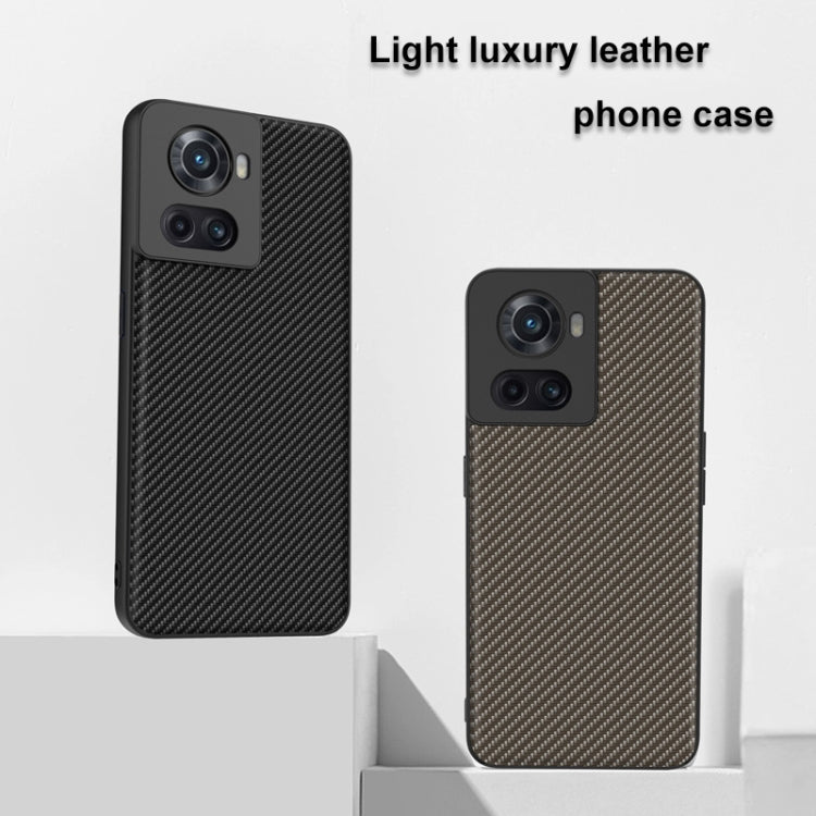 Phone case for OnePlus 10R/Ace in black and gold carbon-fiber texture with camera openings