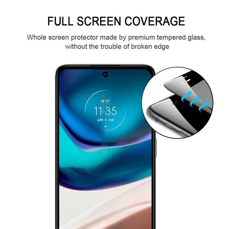 Full-coverage tempered glass screen protector for Motorola phone, clear with camera cutout