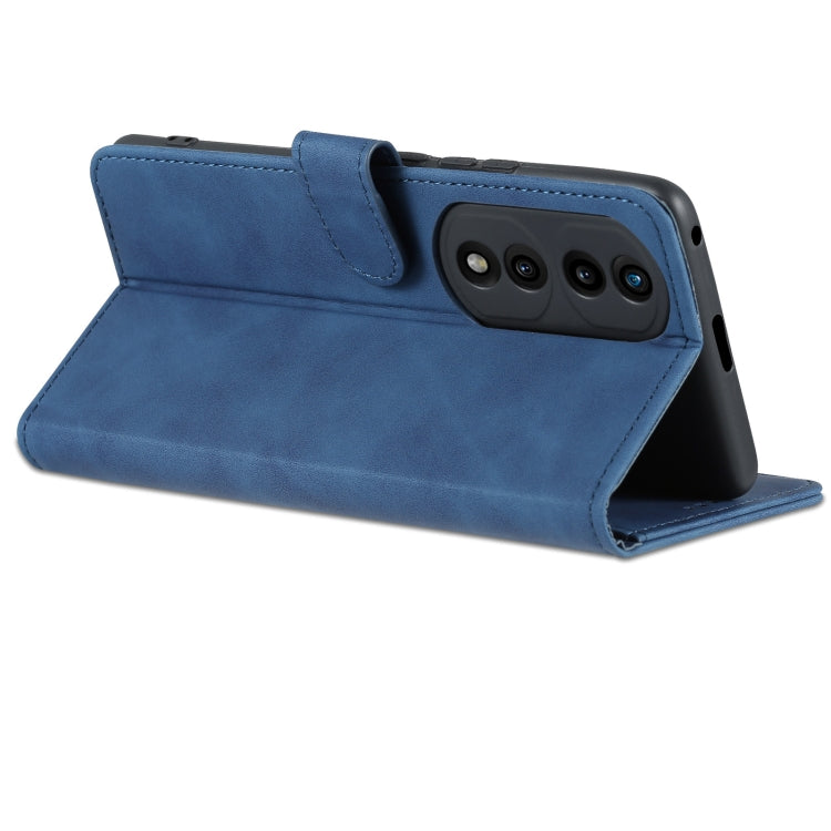 Blue folio leather phone case folded with camera window for easy access