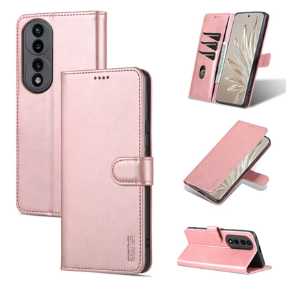 Rose gold flip leather phone case with side button cutouts and flap