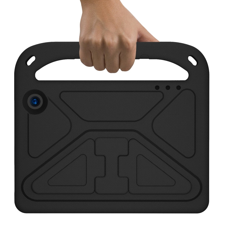 Black EVA tablet case back view with handle cutout and textured protection