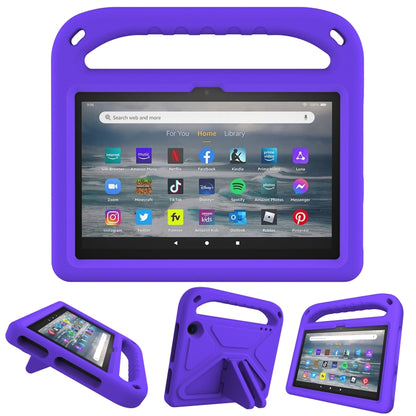 Purple shockproof EVA tablet case with triangle stand holder for tablet